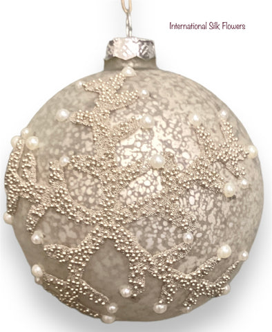 3.94'' GALSS BALL ORNAMENT ( 302088-SILVER )