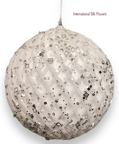 6''  BALL ORNAMENT ( 145857-WHITE )