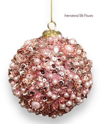 4'' BEADED PEARL BALL ORNAMENT ( XN2192-PK/P )