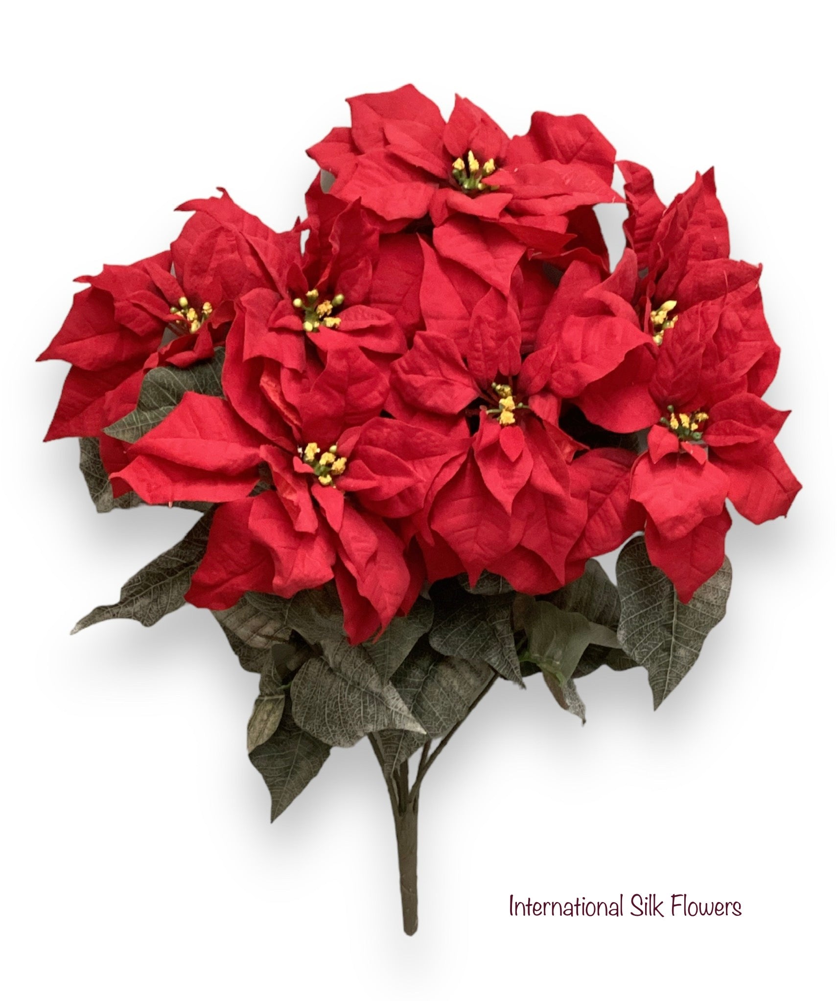 25'' VELVET POINSETTIA BUSH  ( 190200-RED )