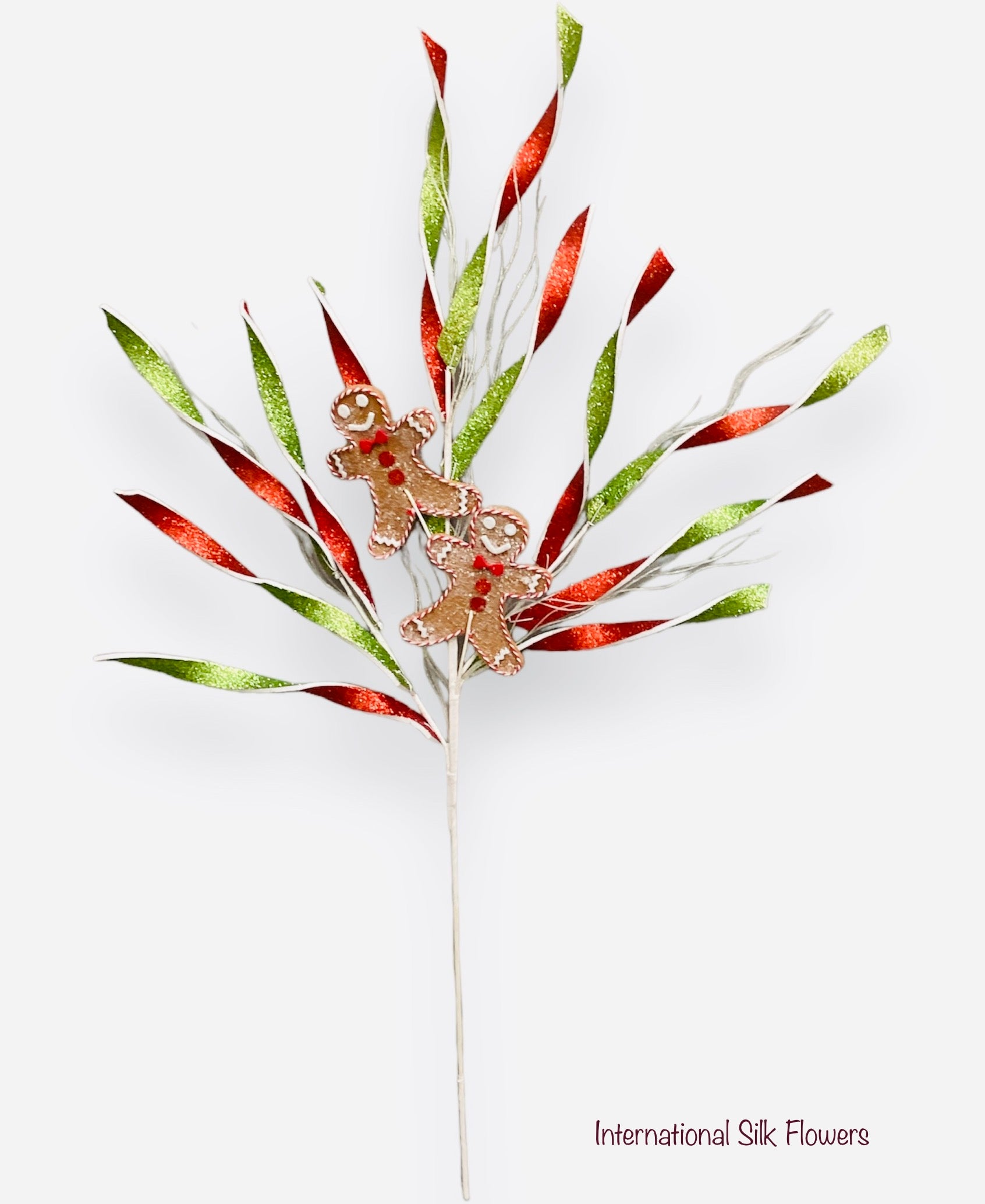 34.7'' GINGERBREAD CANDY SPRAY ( BM1807-WHITE/RED/GREEN )