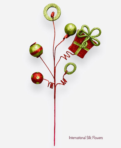 25'' CHRISTMAS GIFT BOX BALL SPRAY ( BM9853-RED/GREEN )