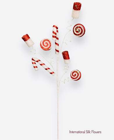 30.5'' CHRISTMAS CANDY SPRAY ( BM1735-RED/WHITE )