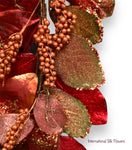 5' MAGNOLIA LEAF/BERRY GARLAND ( 264706-RED )