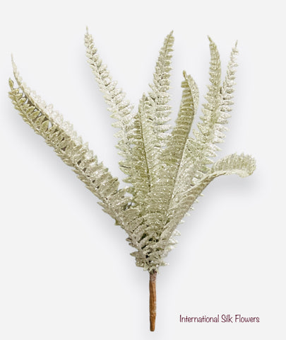 15" Glittered Fern Bush ( XAB002-SI )