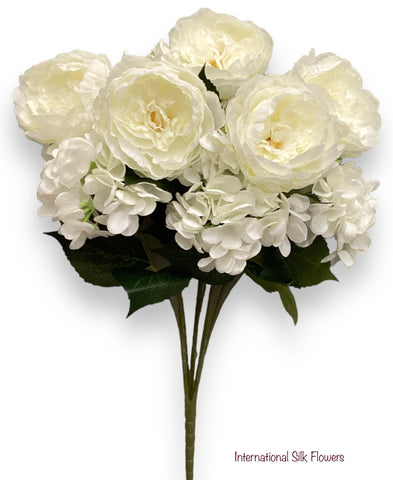 23'' Deluxe Silk Peony Hydrangea Bush ( B1502-Cream )