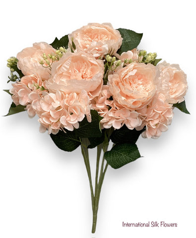 23'' Deluxe Silk Peony Hydrangea Bush ( B1502-Blush )