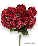 23'' Deluxe Silk Peony Hydrangea Bush ( B1502-Red Black )