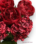 23'' Deluxe Silk Peony Hydrangea Bush ( B1502-Red Black )