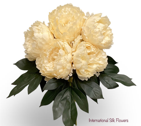 15" Silk Peony Bouquet ( 30597-Beige )