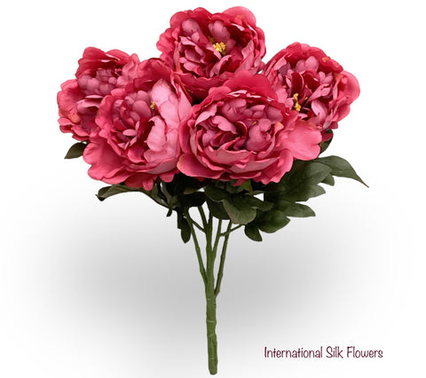 19" Silk Faux Peony Bush ( TY4949-Hot Pink )