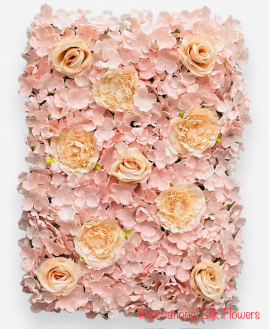 Artificial Flower Wall Panel ( INT1012-Pink/Peach )