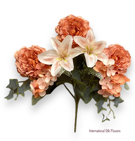 11'' Peony Hydrangea Bush ( J05080-Orange )