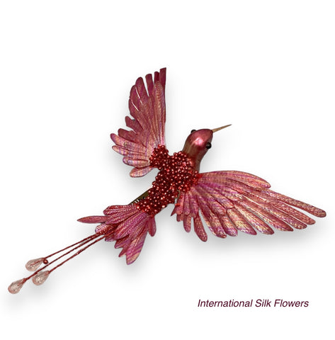 3.5" Beaded Metallic Hummingbird ( BXC307-Fuchsia )