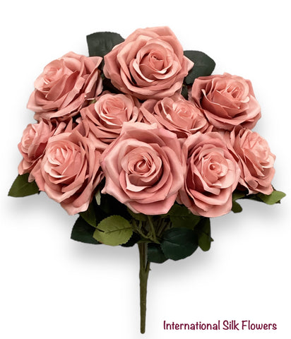 18" Silk Open Rose Bush ( AN10004-Rose Gold)