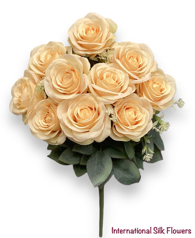 17'' Open Rose Bush ( INT663-Beige )