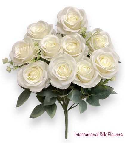 17'' Open Rose Bush ( INT663-Cream )