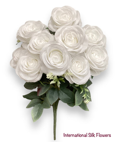 17'' Open Rose Bush ( INT663-White )