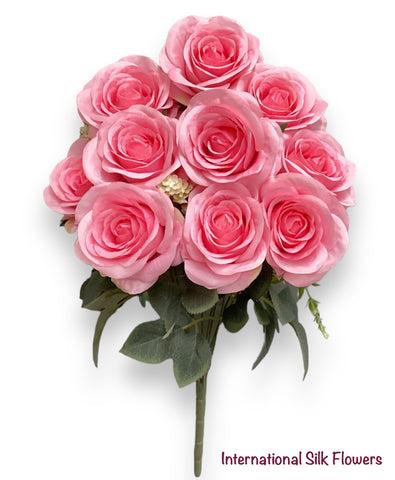 17'' Open Rose Bush ( INT663-Cream Pink )