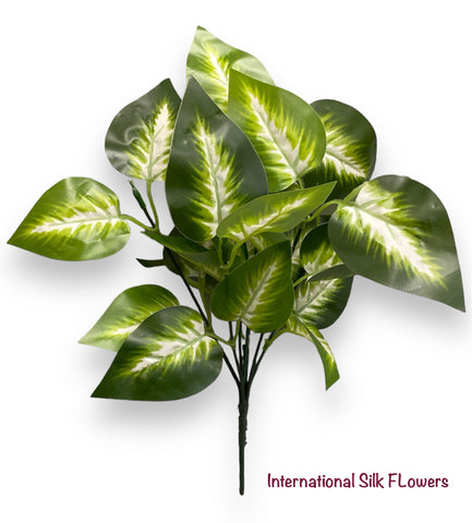 13'' Green Leaf Bush ( AGN07001-Green/White )