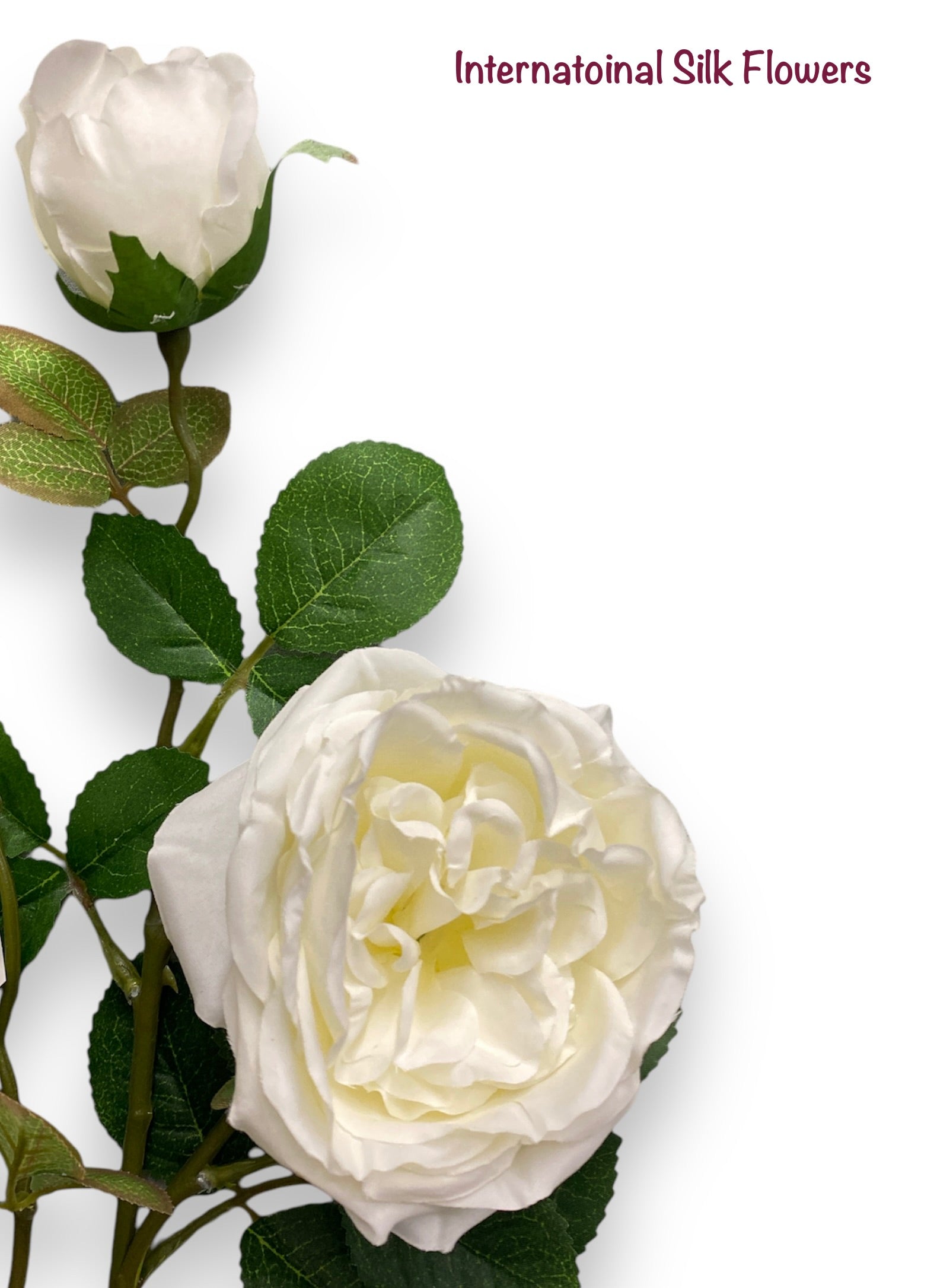 30"  Silk Austin Rose Spray ( 80330-White )