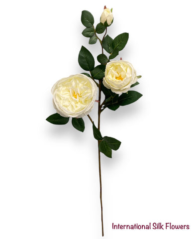 29” Silk Cabbage Rose Spray ( FSR038-White )