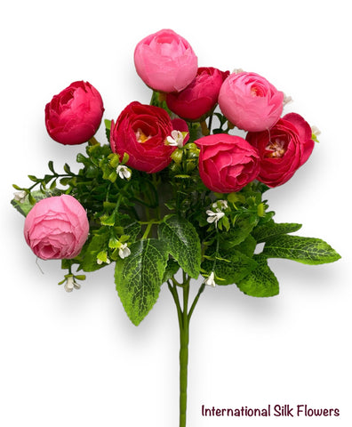 11'' Ranunculus Bud Bush ( B580-Pink/ Fuchsia )