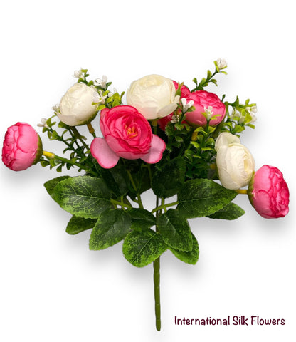 11'' Ranunculus Bud Bush ( B580-Cream/Beauty )