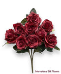 18'' Open Rose Bush ( INT-663-#20Burgundy )