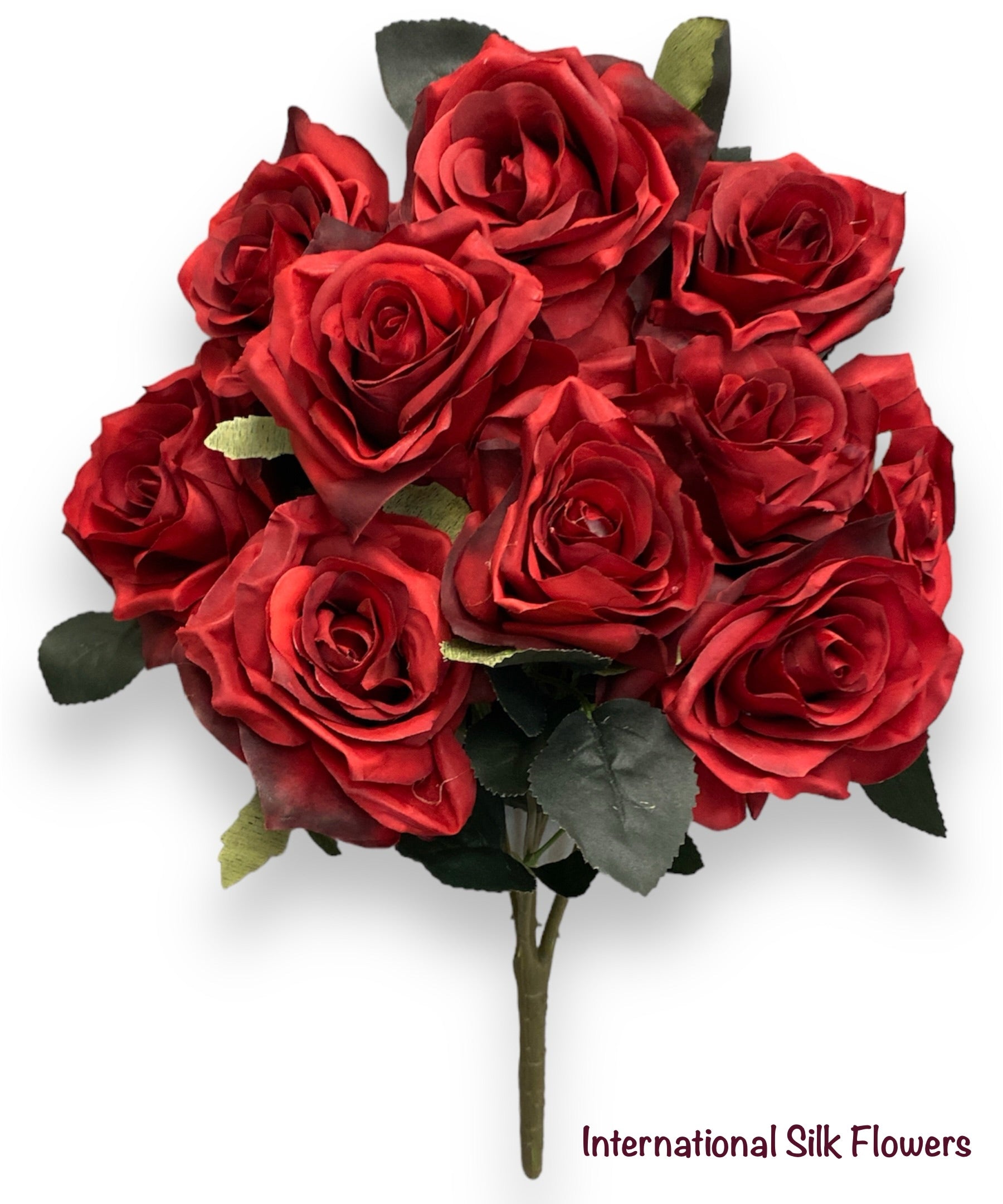 18'' Open Rose Bush ( INT-663-#17 Dark Red )