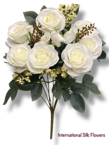 19'' Open Rose Bush ( 23653-Cream )