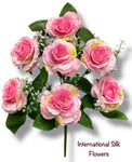 13'' Small Open Rose Bush ( J07001-Pink )
