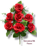 13'' Small Open Rose Bush ( J07001-Red )