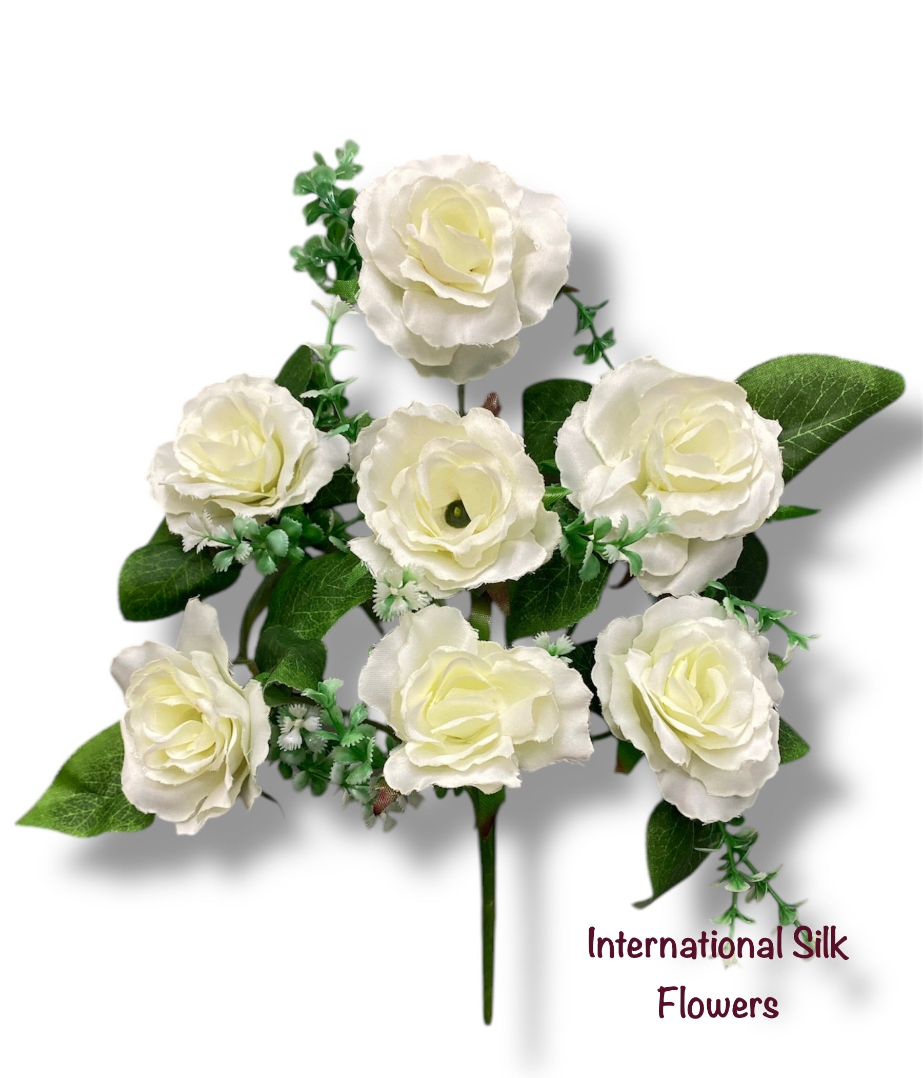 13'' Small Open Rose Bush ( J07001-Cream )