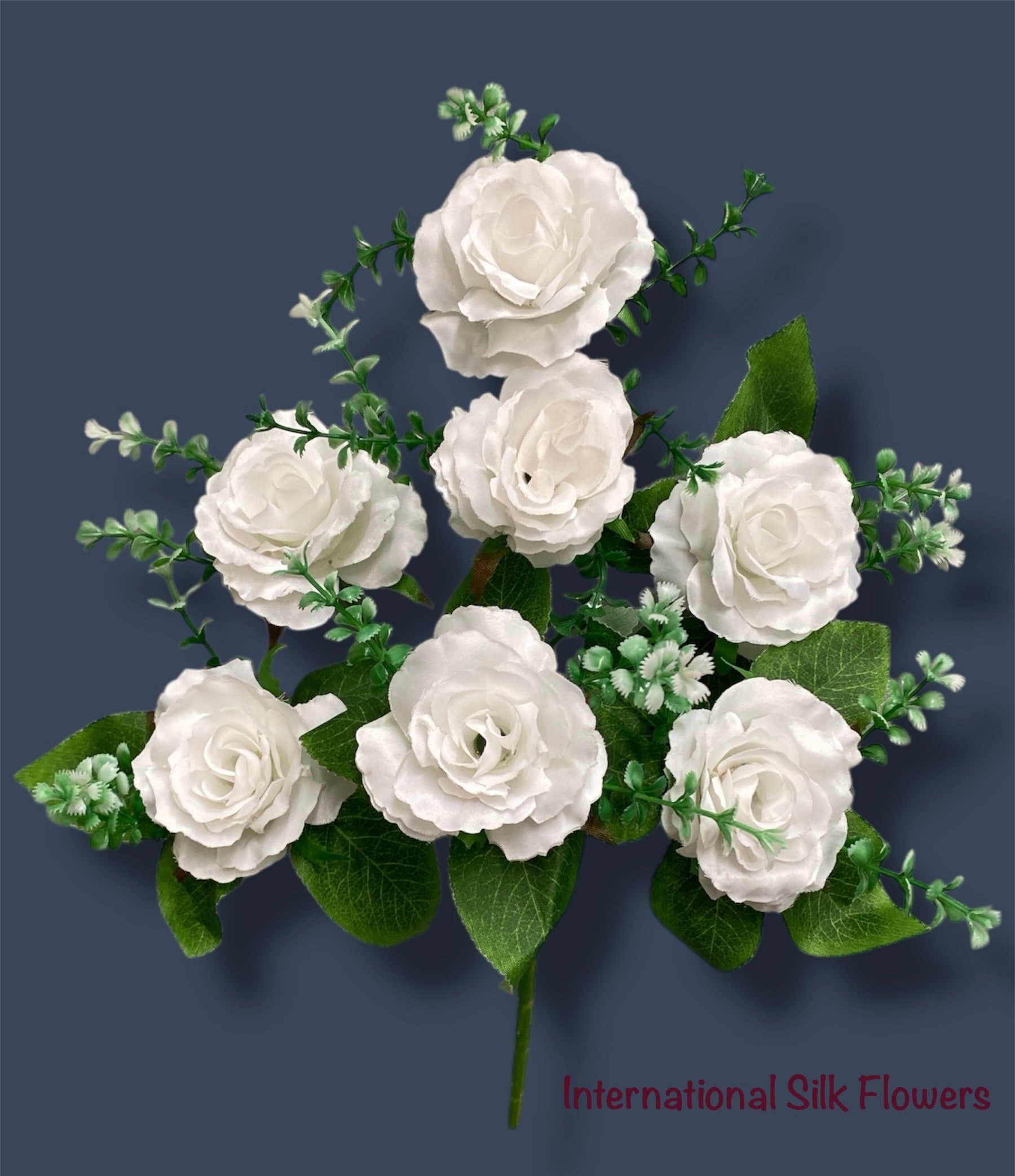 13'' Small Open Rose Bush ( J07001-White )
