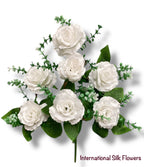 13'' Small Open Rose Bush ( J07001-White )