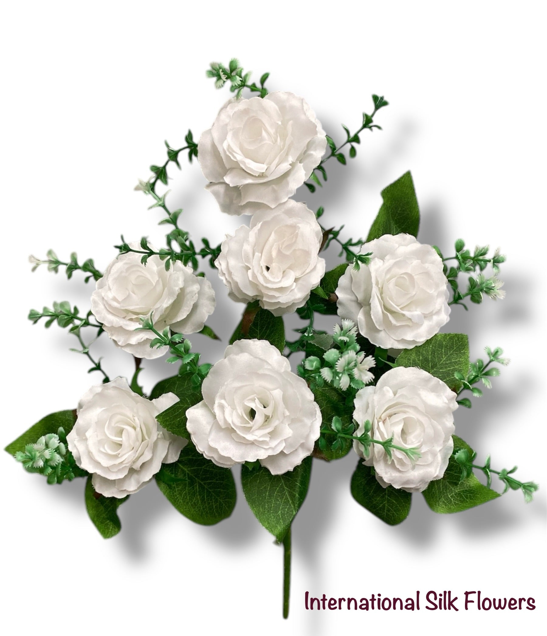 13'' Small Open Rose Bush ( J07001-White )