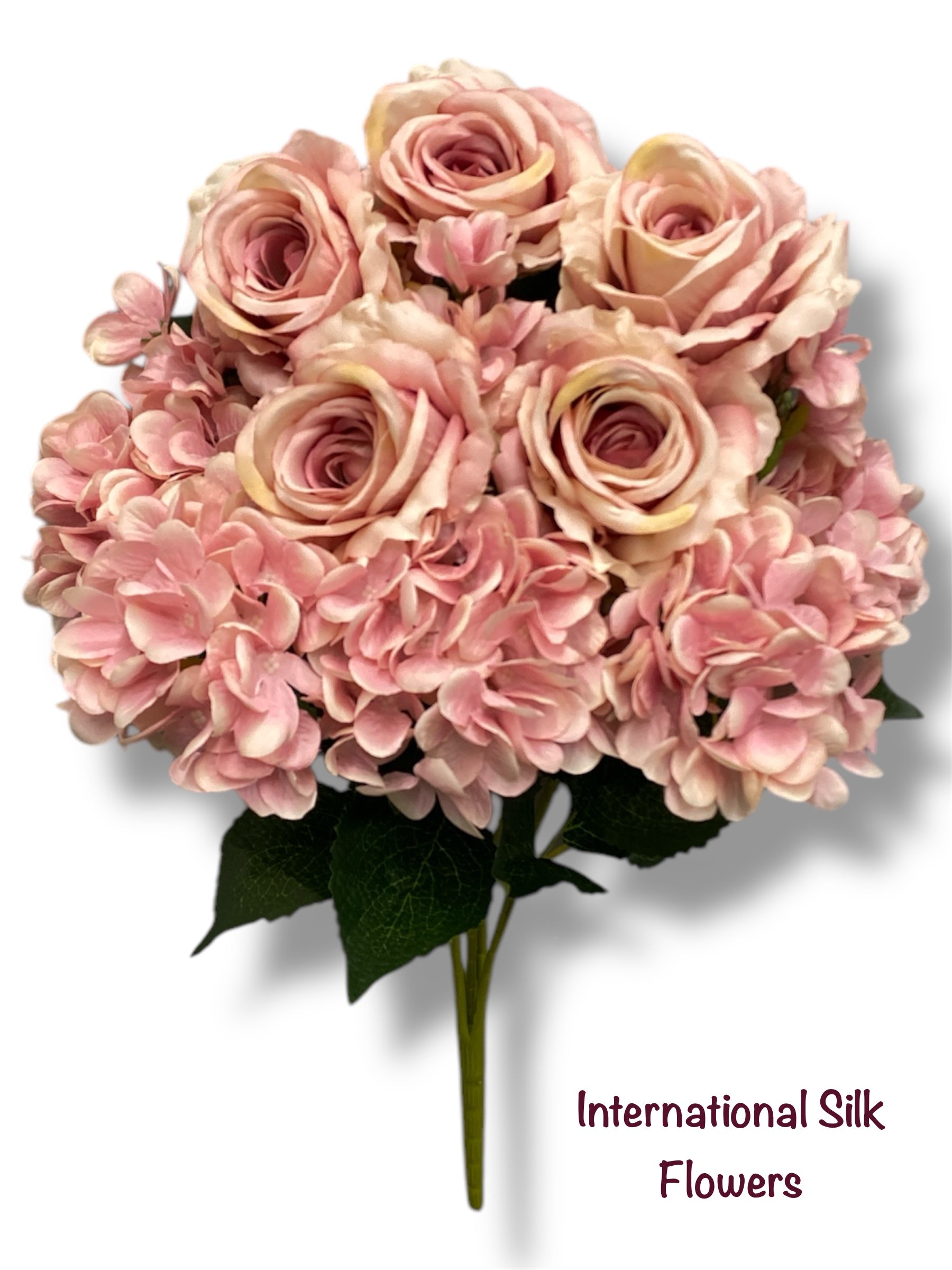 23'' Deluxe Silk Rose Hydrangea Mix Bush ( B1501-Dusty Mauve )