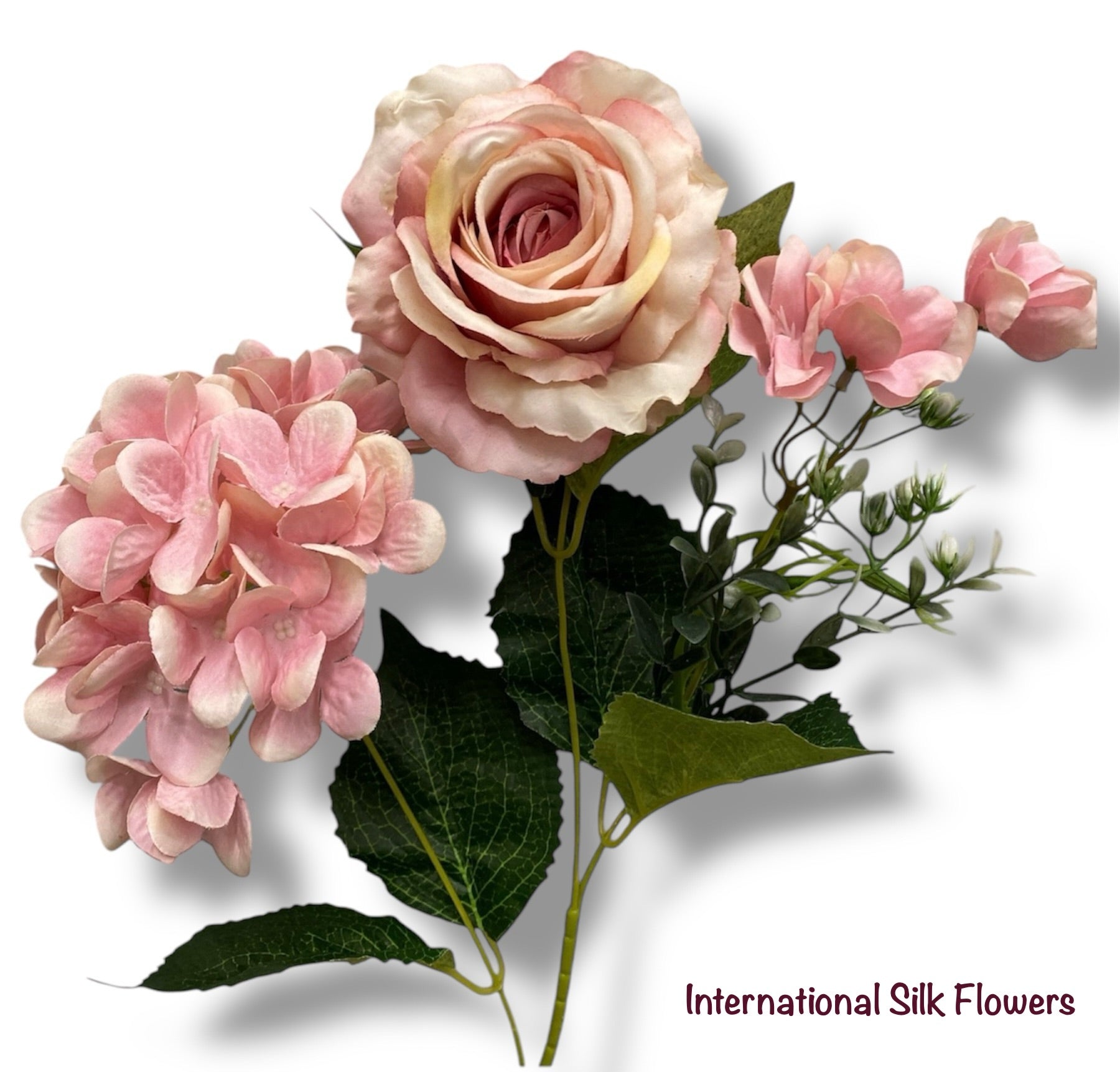 23'' Deluxe Silk Rose Hydrangea Mix Bush ( B1501-Dusty Mauve )