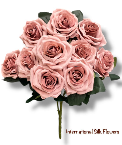 18'' Silk Open Rose Bush ( AN10004-TT/ Mauve  )