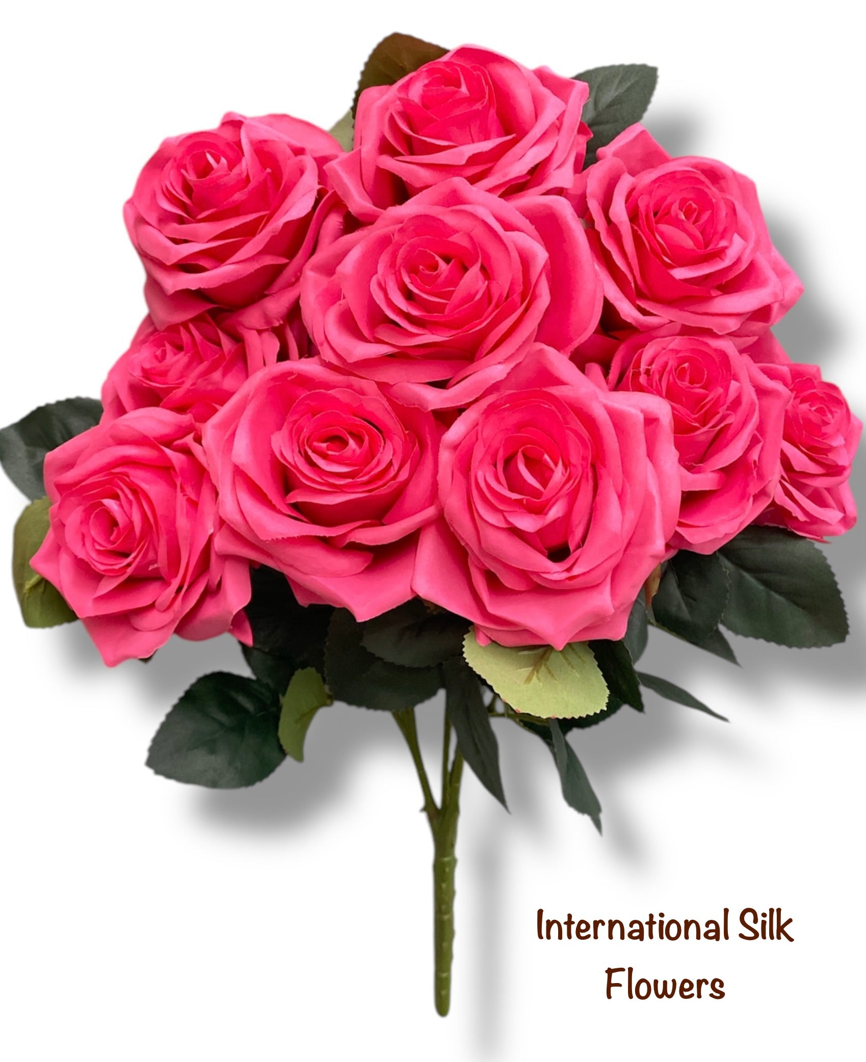 18'' Silk Open Rose Bush ( AN10004-Hot Pink  )