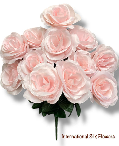 17" Satin Open Rose Bush ( INT398-New Baby Pink )