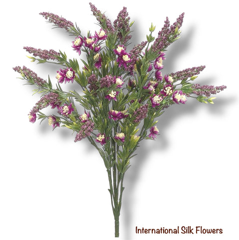 24'' Faux Heather Wild Flower Bush ( FBH197-Purple )