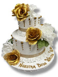 17" Satin Open Rose Bush ( INT398-Gold )