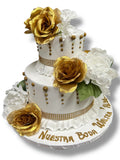 17" Satin Open Rose Bush ( INT398-Gold )