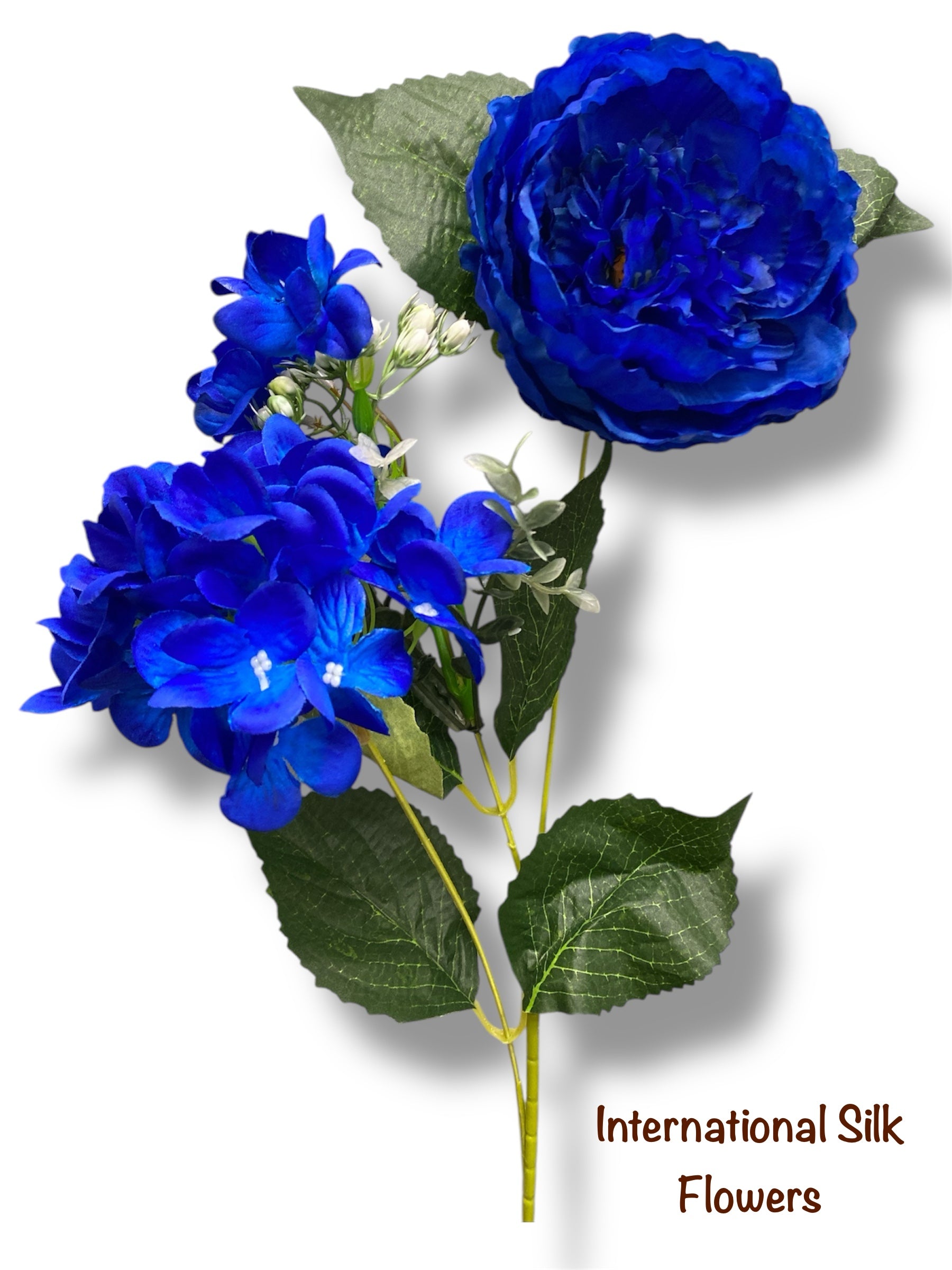 23'' Deluxe Silk Peony Hydrangea Bush ( B1502-2 Tone Blue )
