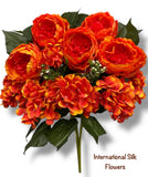 23'' Deluxe Silk Peony Hydrangea Bush ( B1502-Flame )