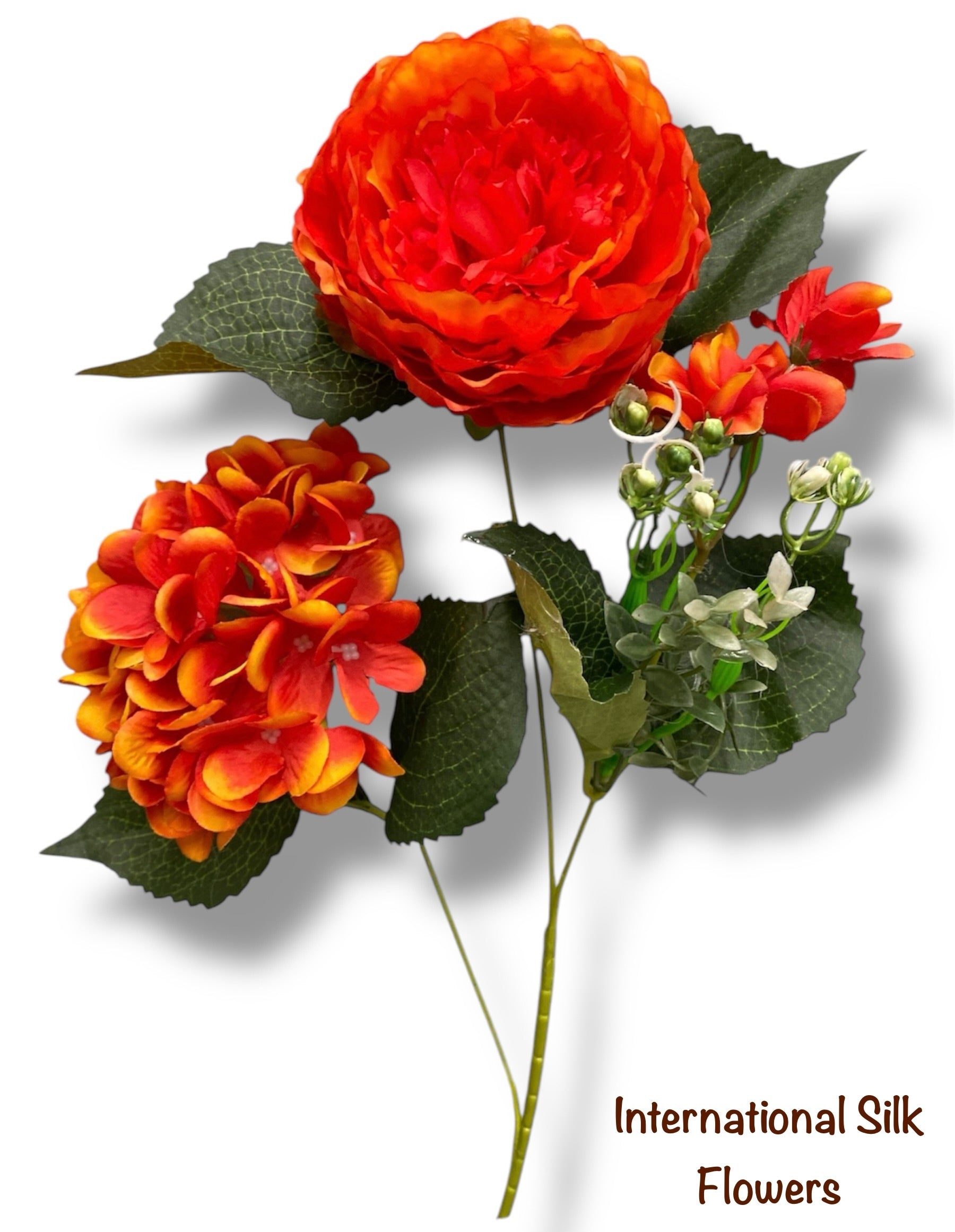 23'' Deluxe Silk Peony Hydrangea Bush ( B1502-Flame )