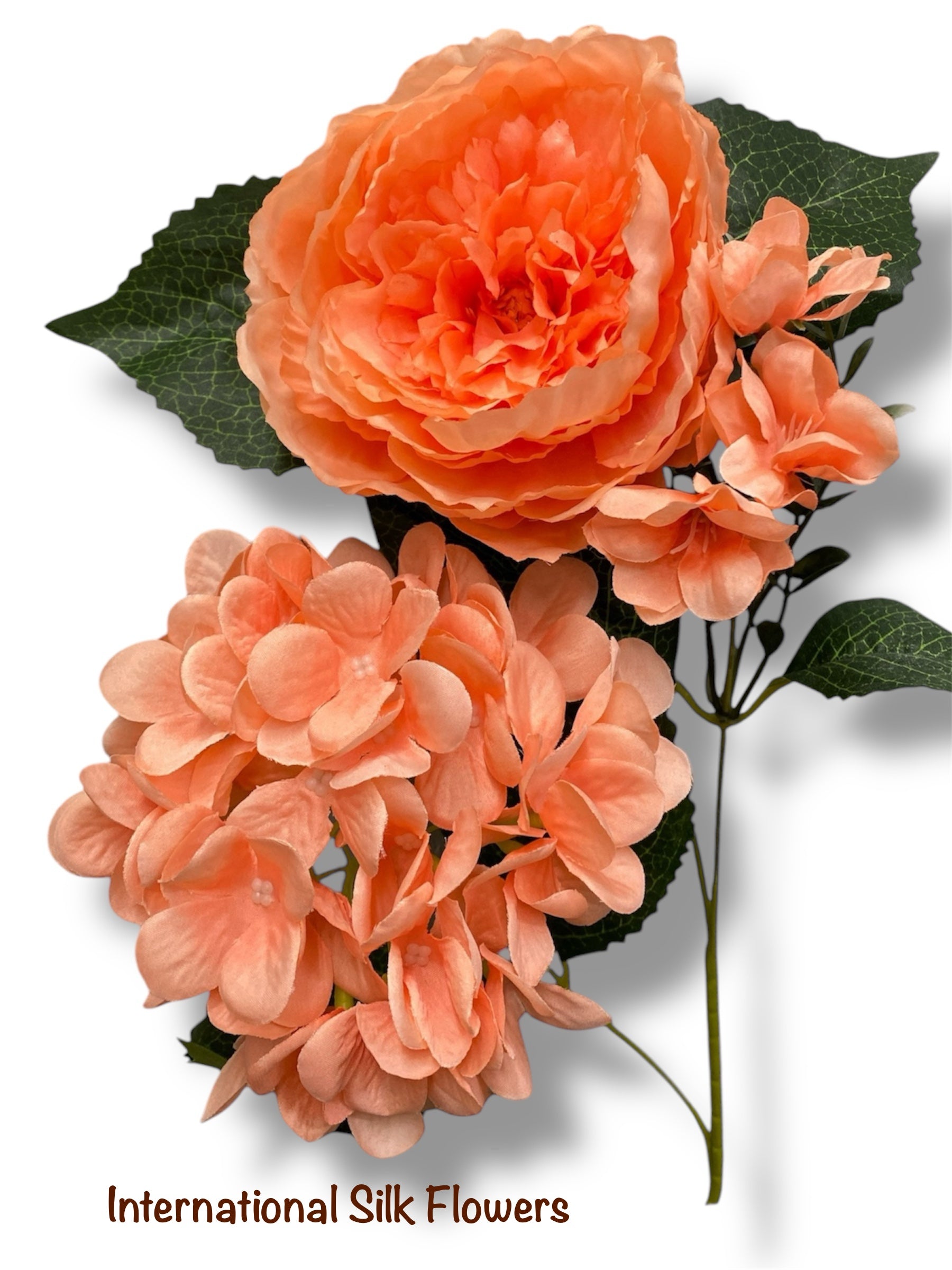 23'' Deluxe Silk Peony Hydrangea Bush ( B1502-Peach )