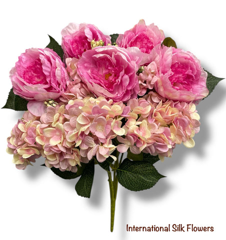 23'' Deluxe Silk Peony Hydrangea Bush ( B1502-Lavender )
